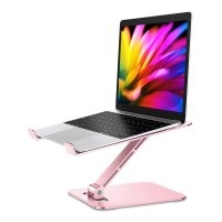 Zewwen Laptop Stand for Desk, Ergonomic Adjustable Foldable Computer Stand with Heat-Vent, Aluminium Alloy Laptop Riser Compatible with MacBook Air, Pro, Dell XPS, Samsung, 10”-16" (Rose Gold)
