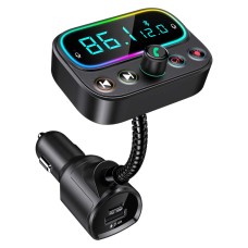 Zewwen FM Transmitter for Car Bluetooth 5.0 Receiver, 18W USB C Fast Car Charger, Bluetooth Car Adapter Car Kit with 9 Colors Backlit, 2.0" Screen, 3 USB Ports, AUX Output, Dual Mic, Support U-Disk